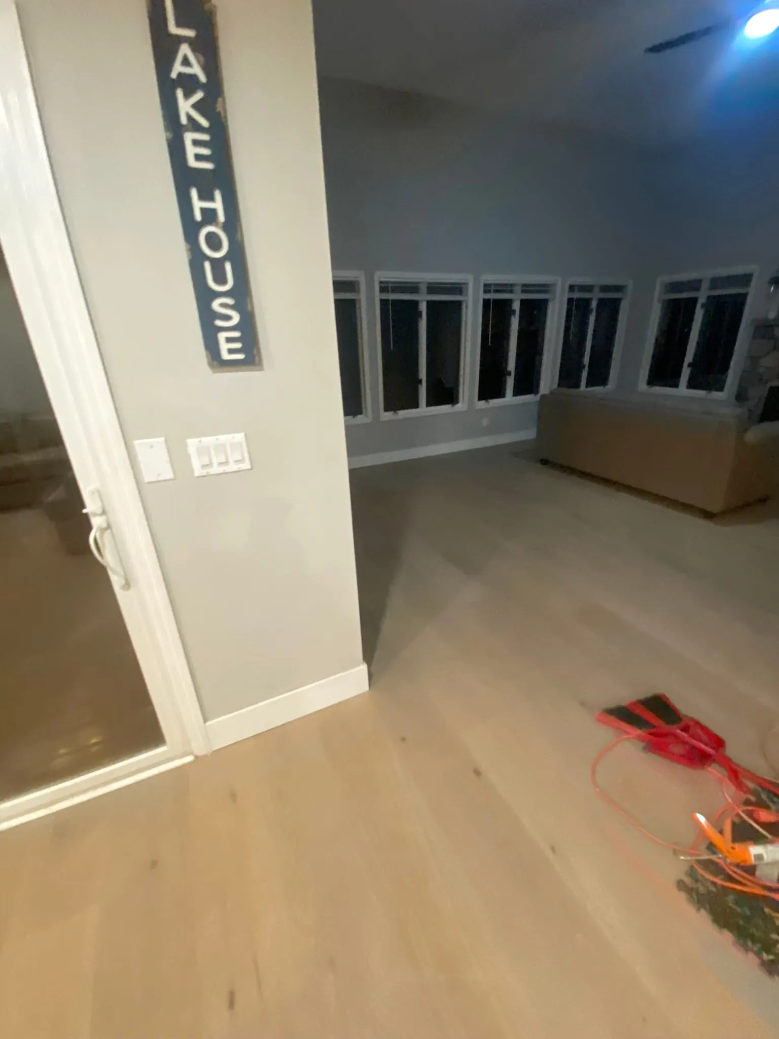 Open room with new light hardwood flooring