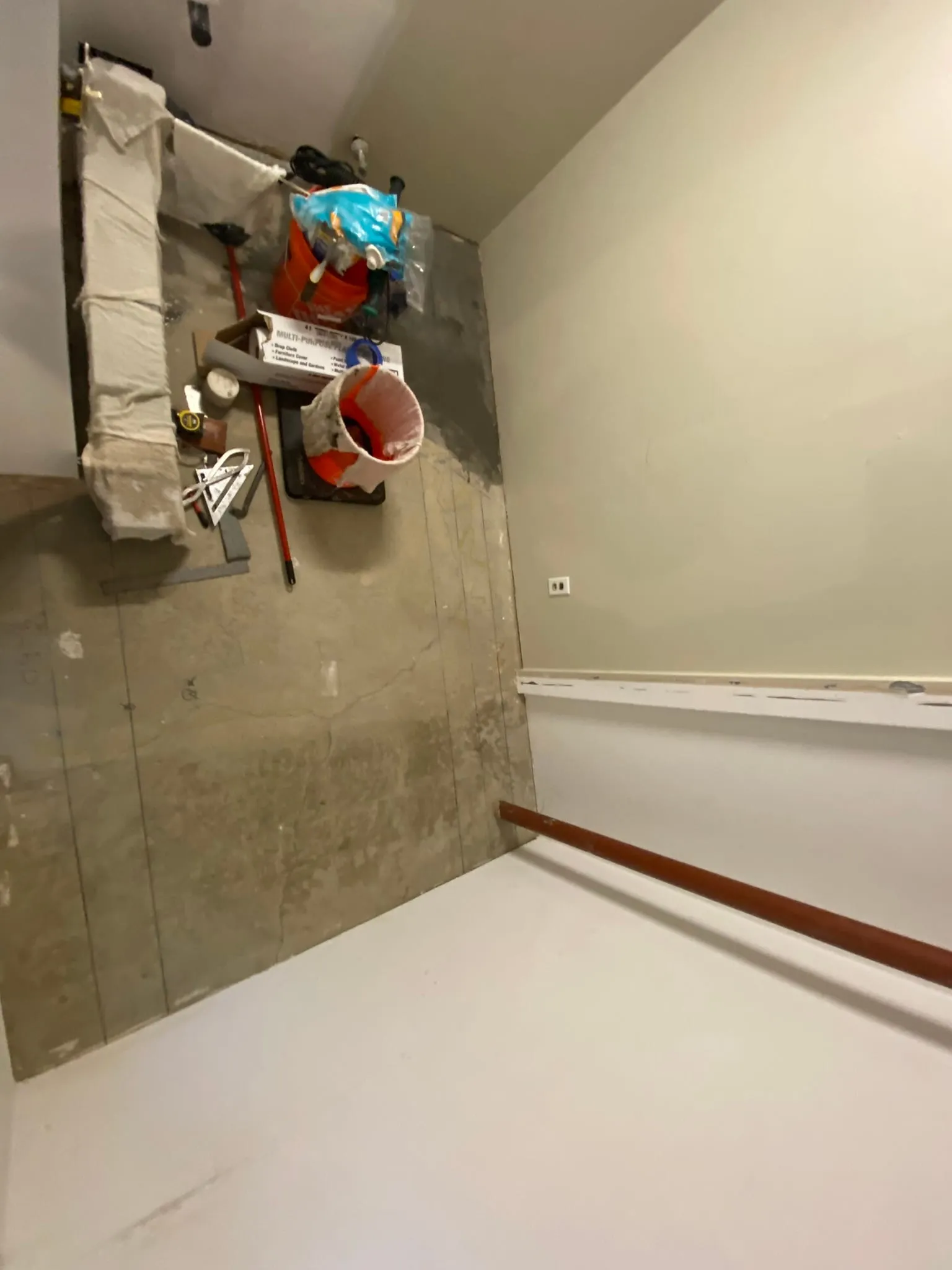 Marble tiled tub surround and tile floor