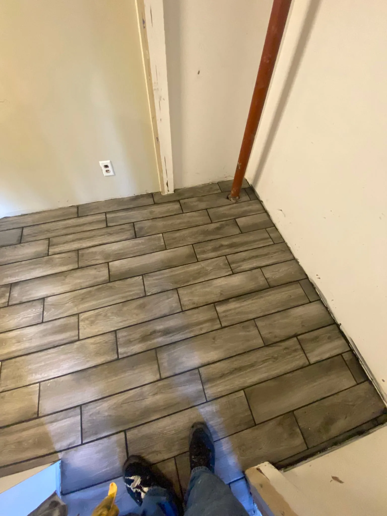 Bathroom floor poured before finishes installed
