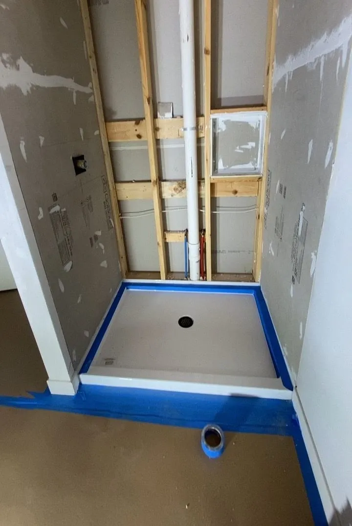 Shower framing and prep before tiling